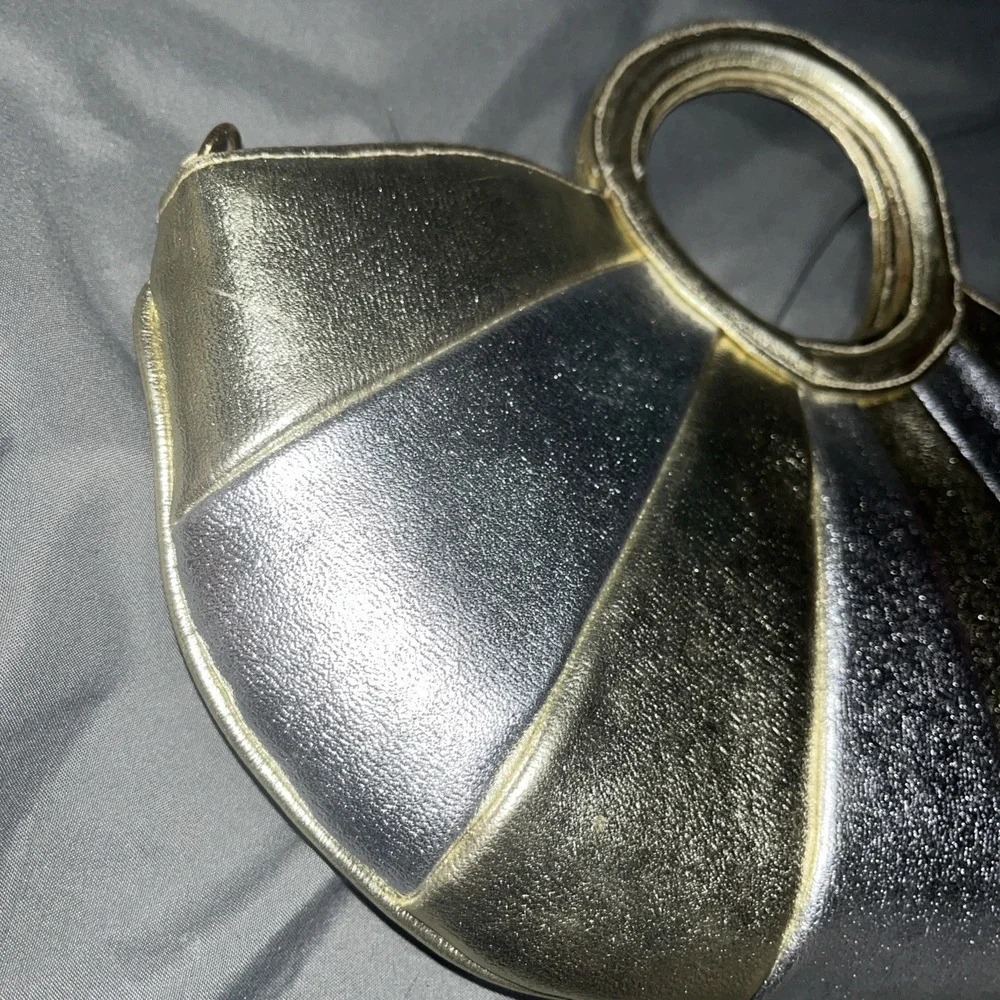 Vintage Magid Itailian Hand Made Metallic Disco Gold Silver Handbag Chain Strap